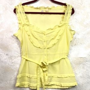Anthropologie Maeve Yellow Ruffle Blouse